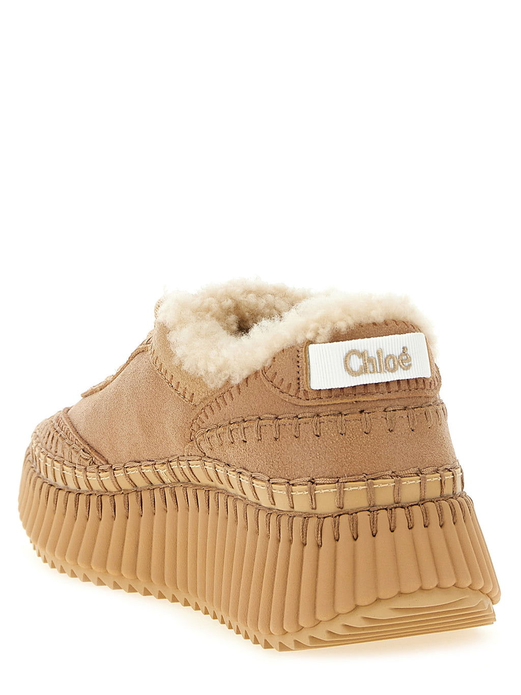 Chloé | Beige Lambskin Chunky Sneakers