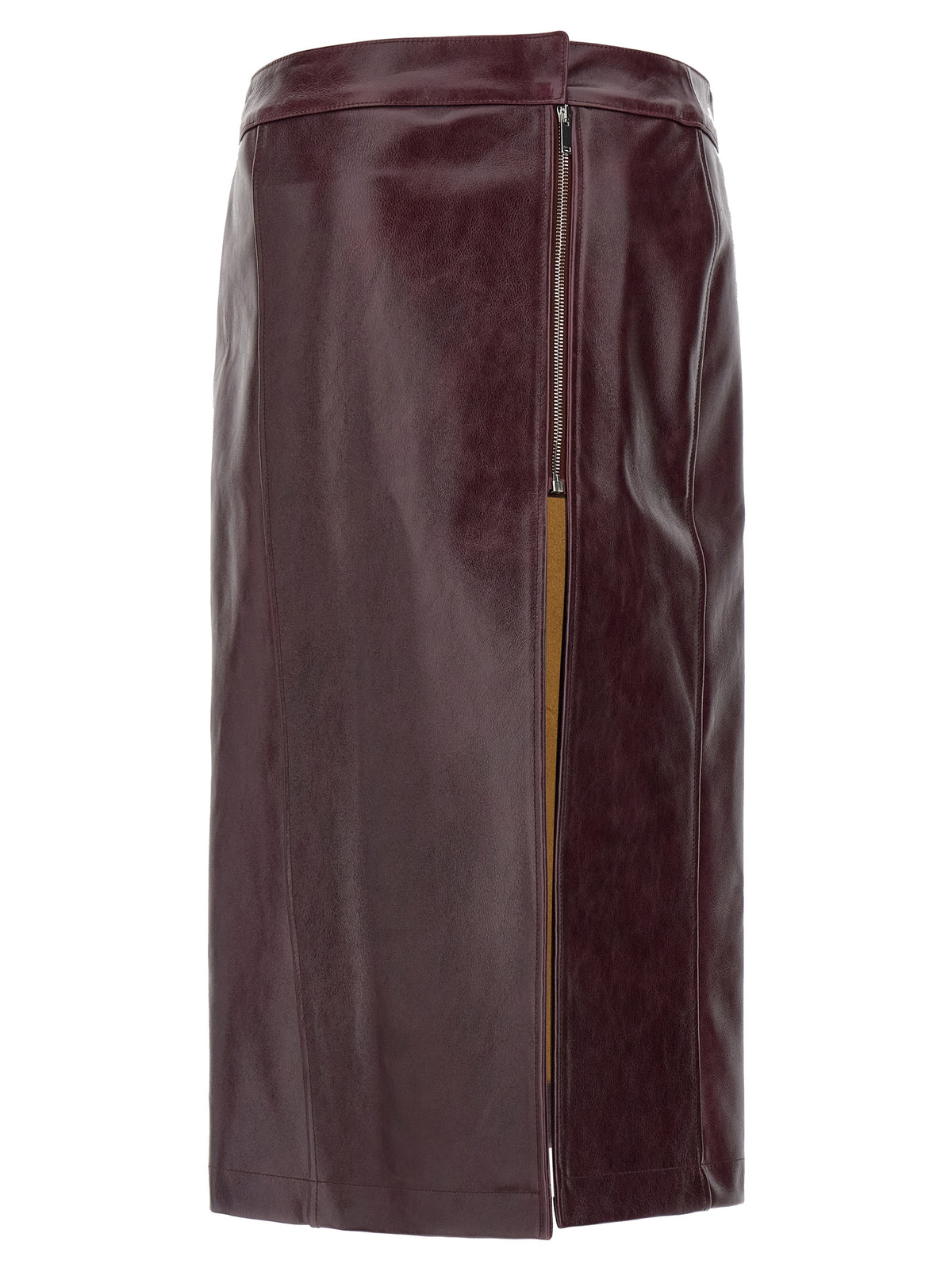 Armarium | Bordeaux Cowhide Midi Skirt