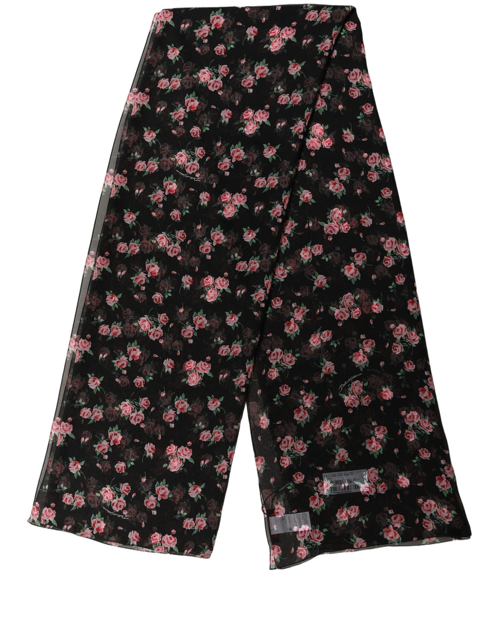 Dolce & Gabbana | Black Silk Floral Chiffon Long Stole Scarf