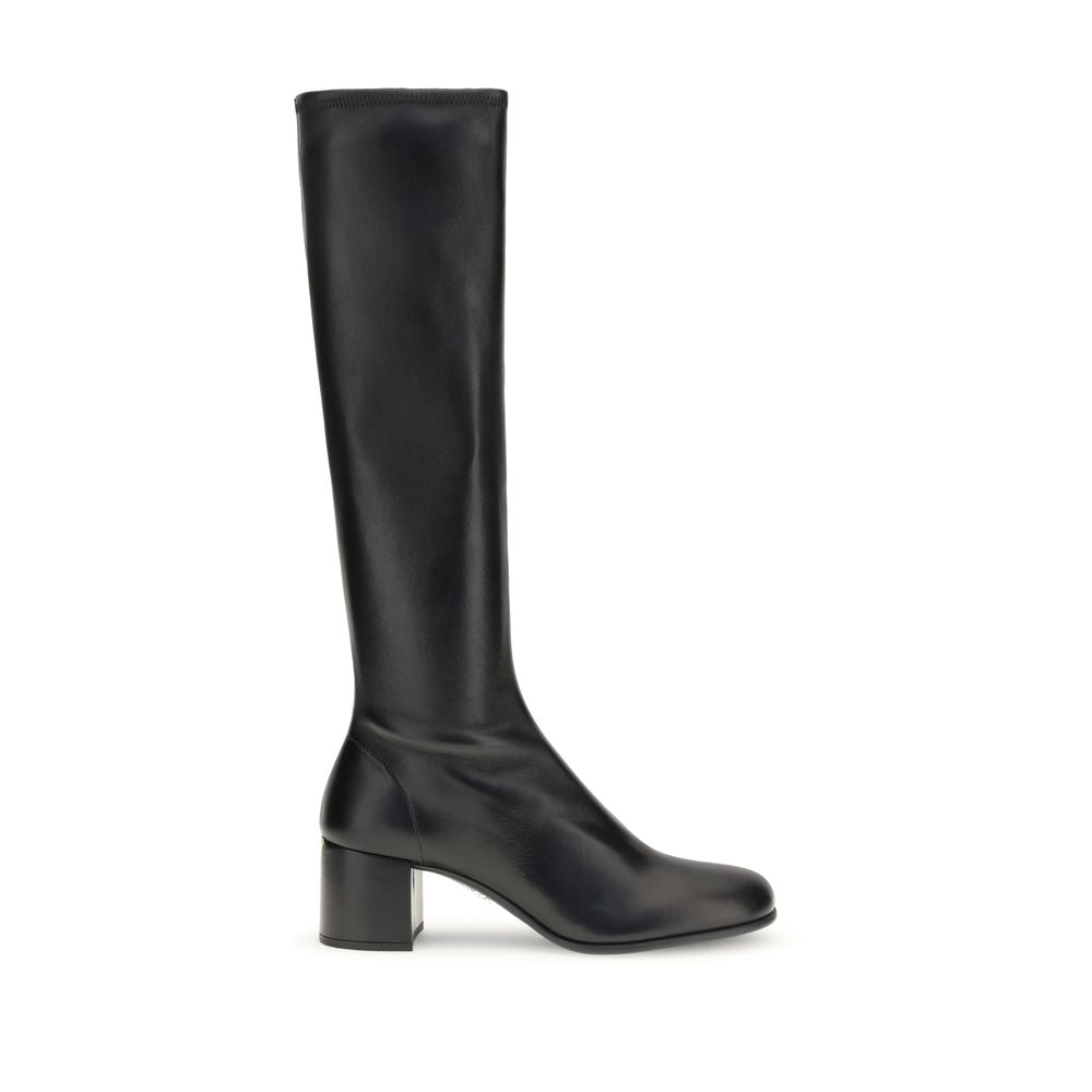 Prada | Black Rubber High Heel Boots