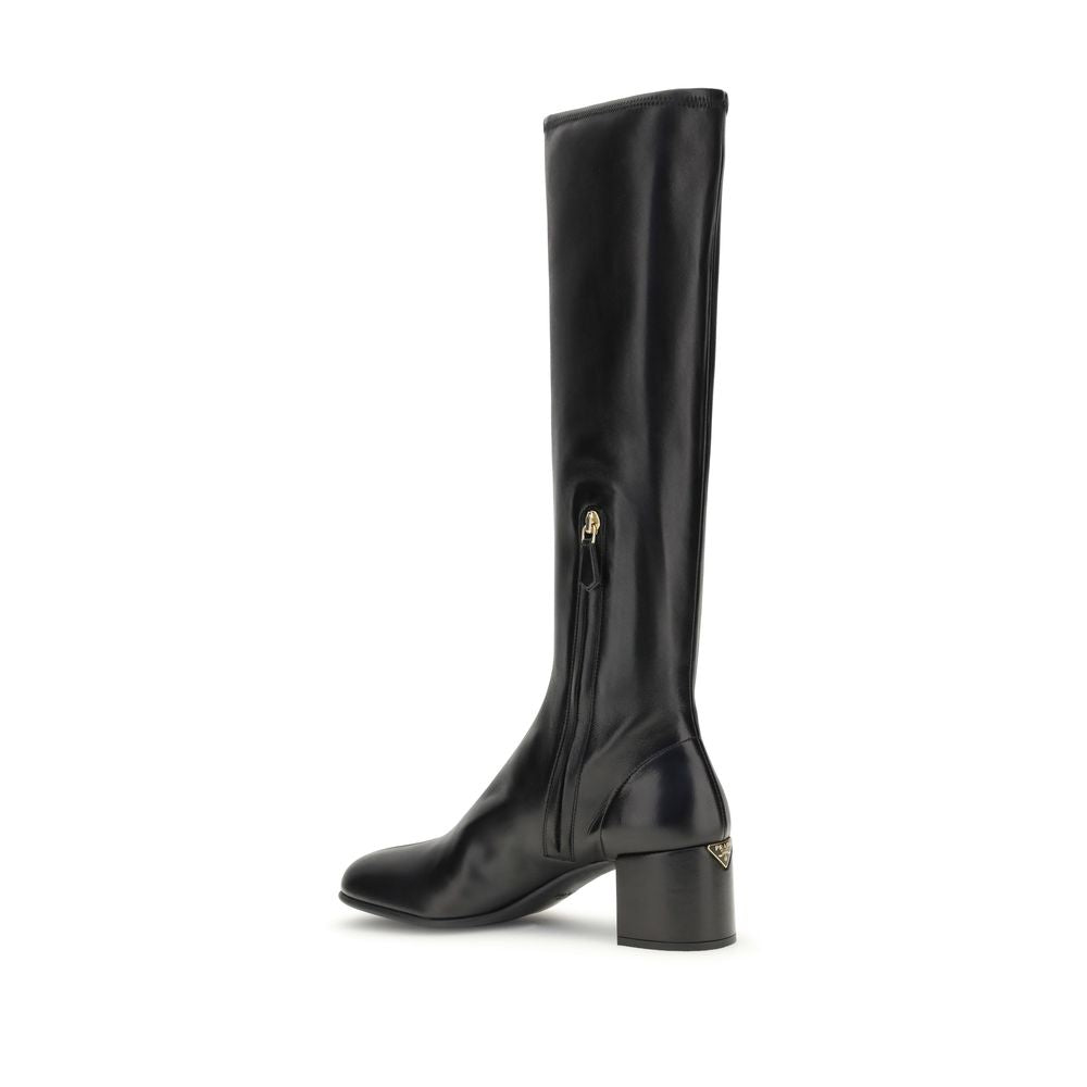 Prada | Black Rubber High Heel Boots
