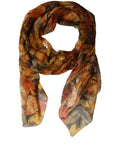 Dolce & Gabbana | Multicolor Leaf Print Silk Shawl Stole Scarf