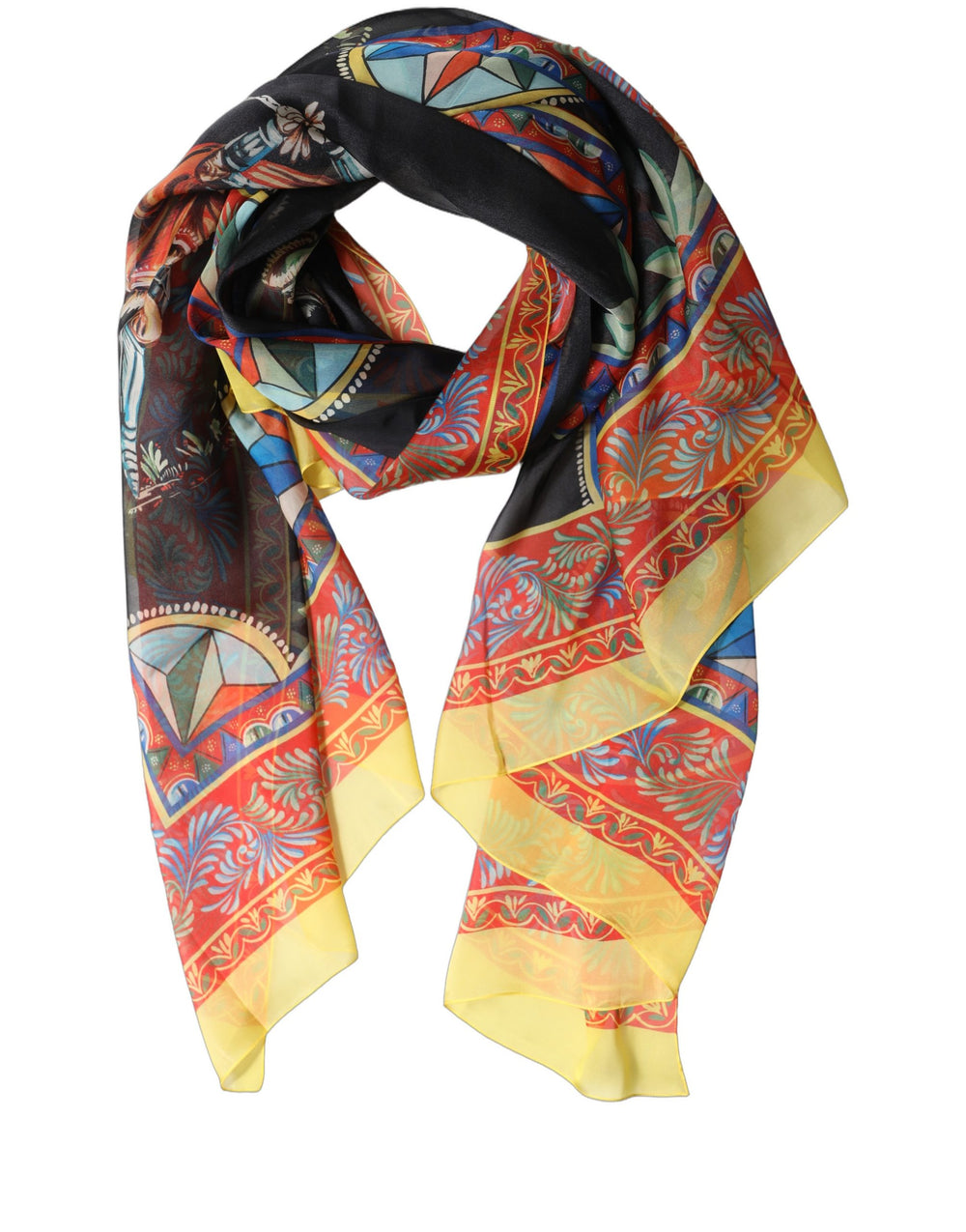Dolce & Gabbana | Multicolor Silk Printed Shawl Stole Scarf