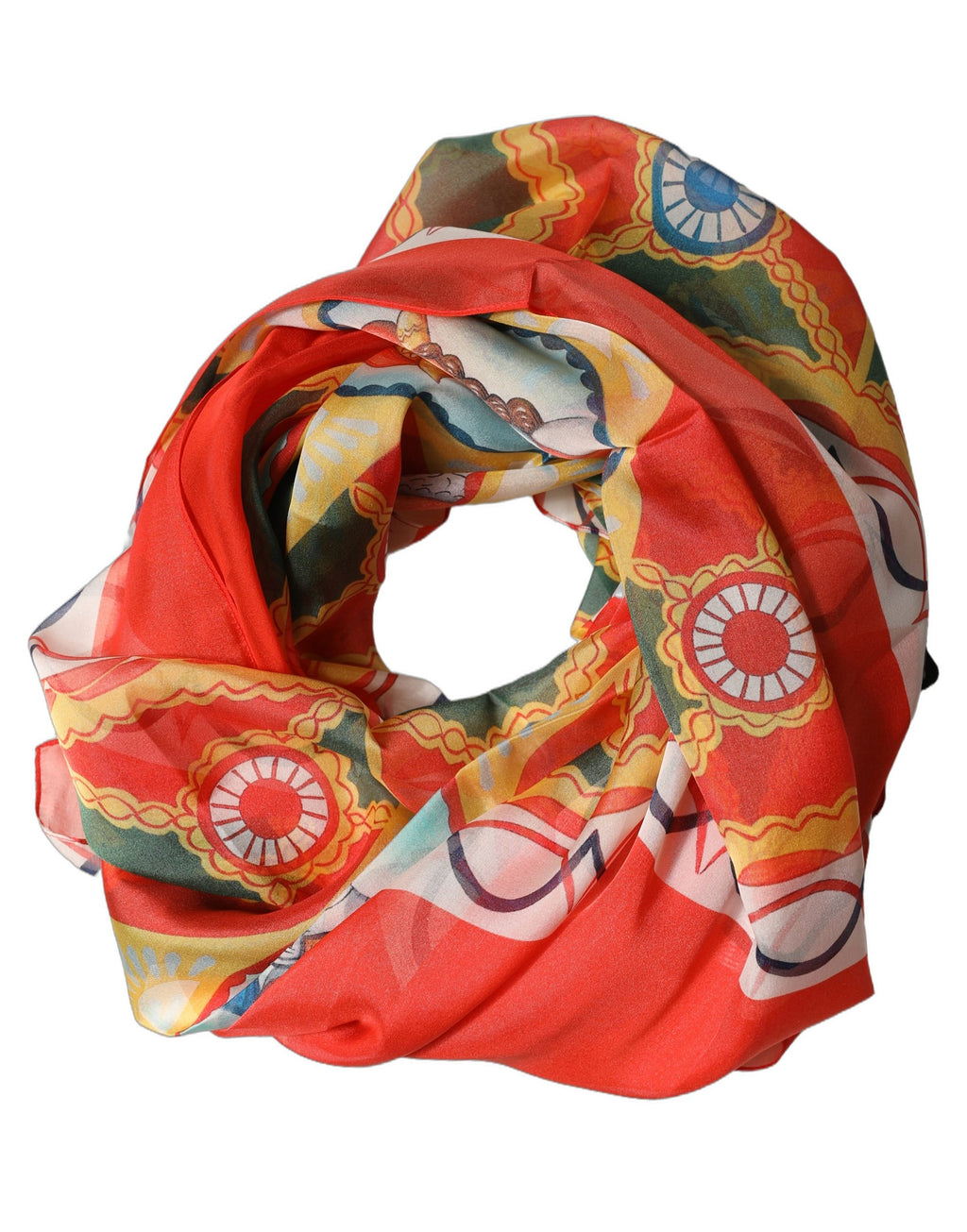 Dolce & Gabbana | Multicolor Silk Printed Square Foulard Scarf