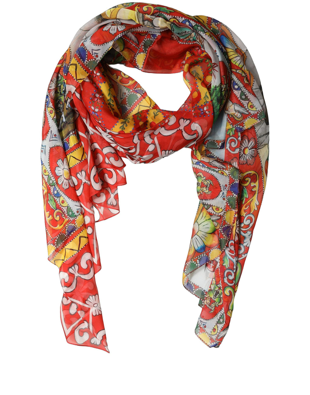 Dolce & Gabbana | Multicolor Silk Printed Shawl Stole Scarf