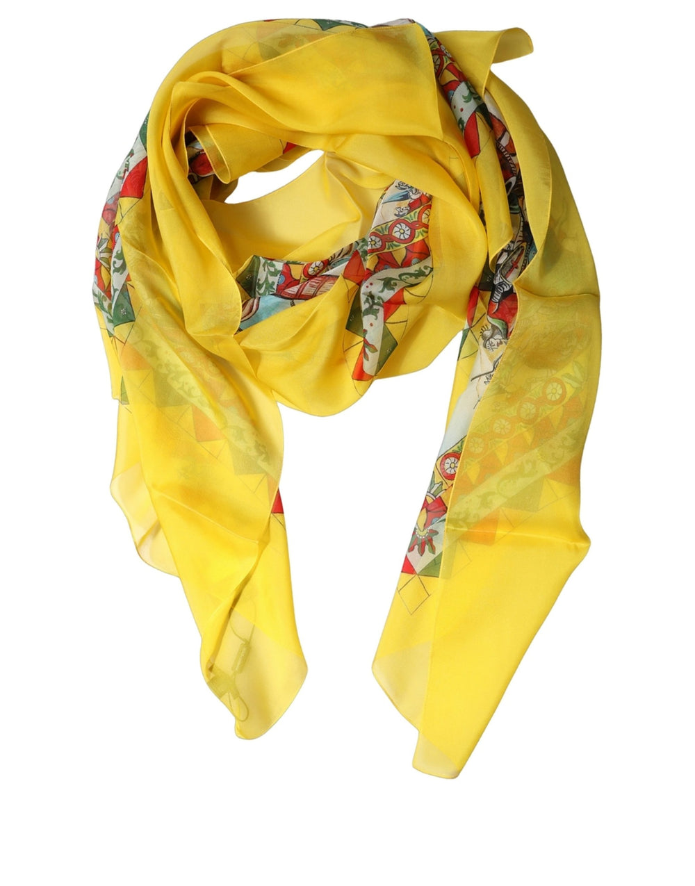 Dolce & Gabbana | Yellow Silk Printed Shawl Stole Scarf