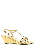 Prada | Gold Calfskin Wedge Sandals