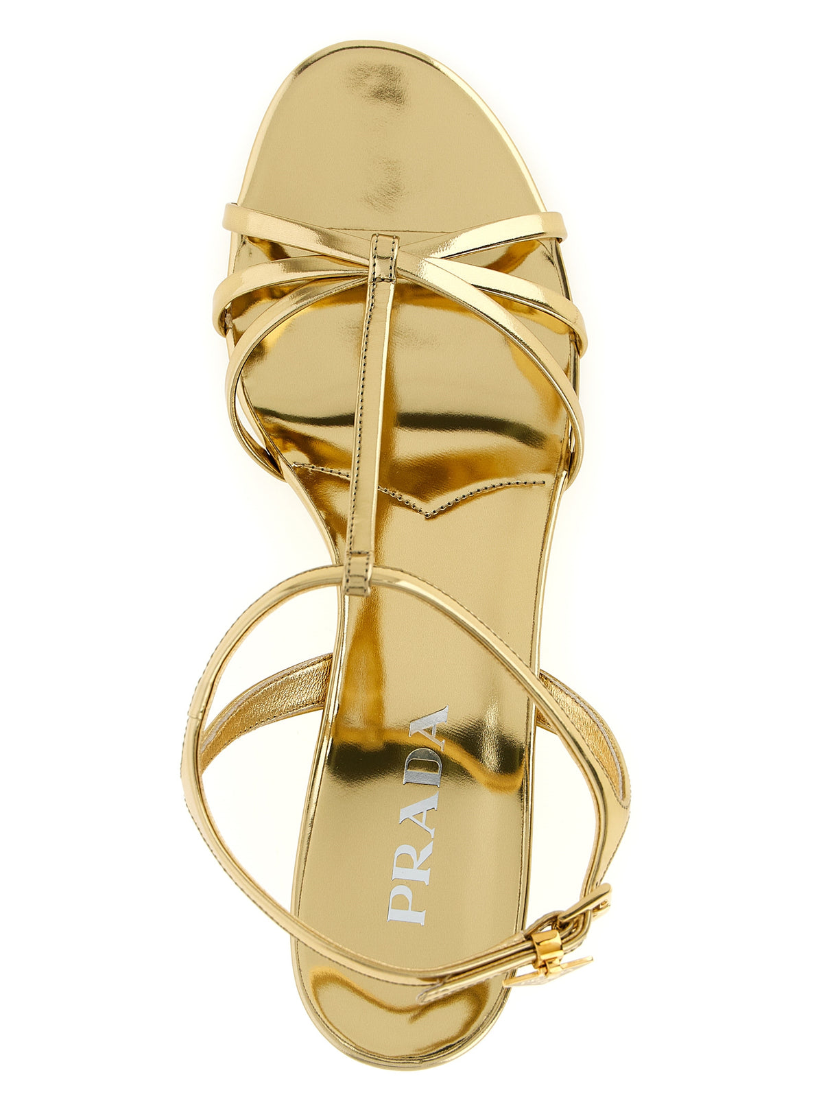 Prada | Gold Calfskin Wedge Sandals