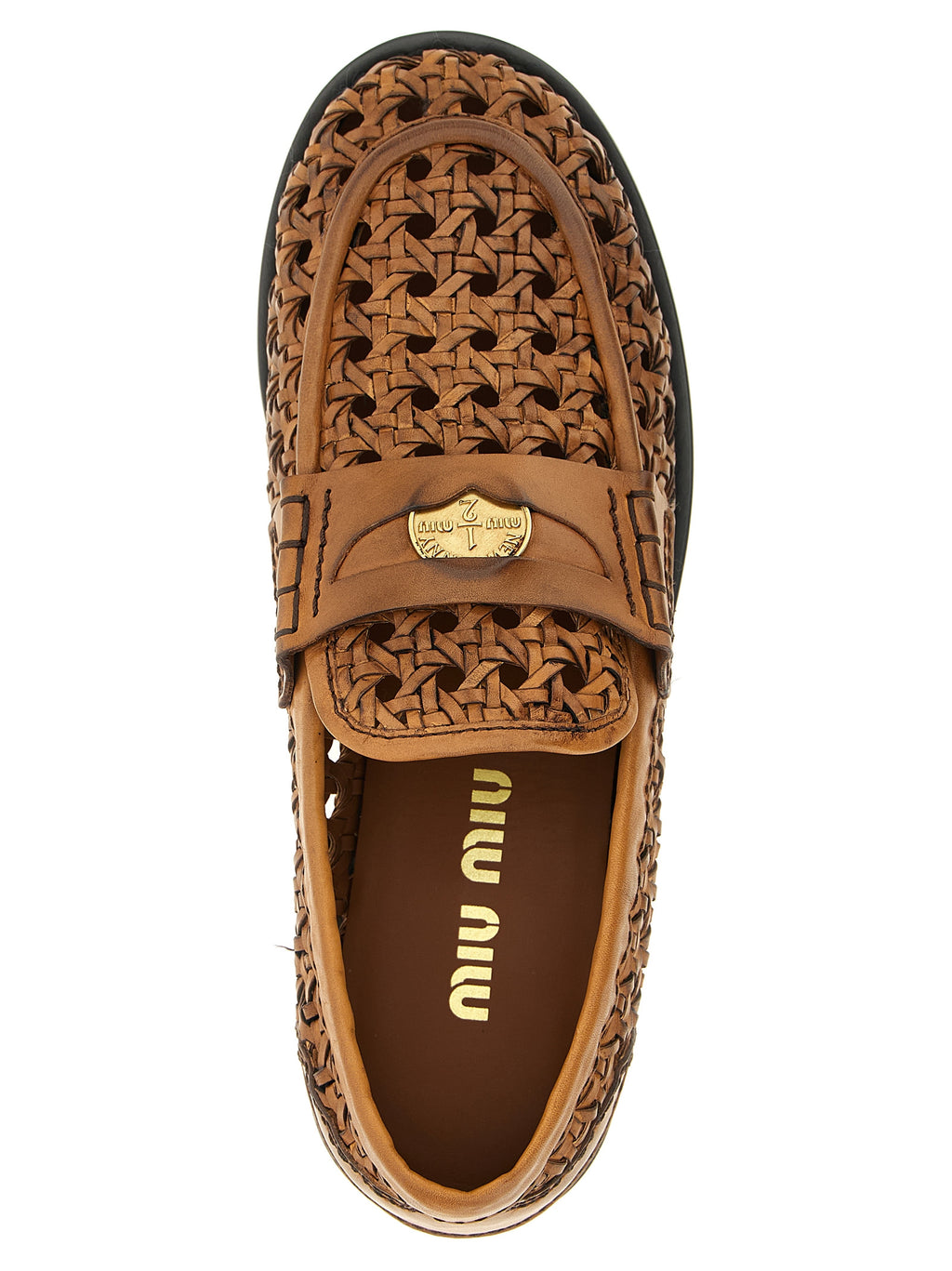 Miu Miu | Brown Calfskin Slip-On Loafers