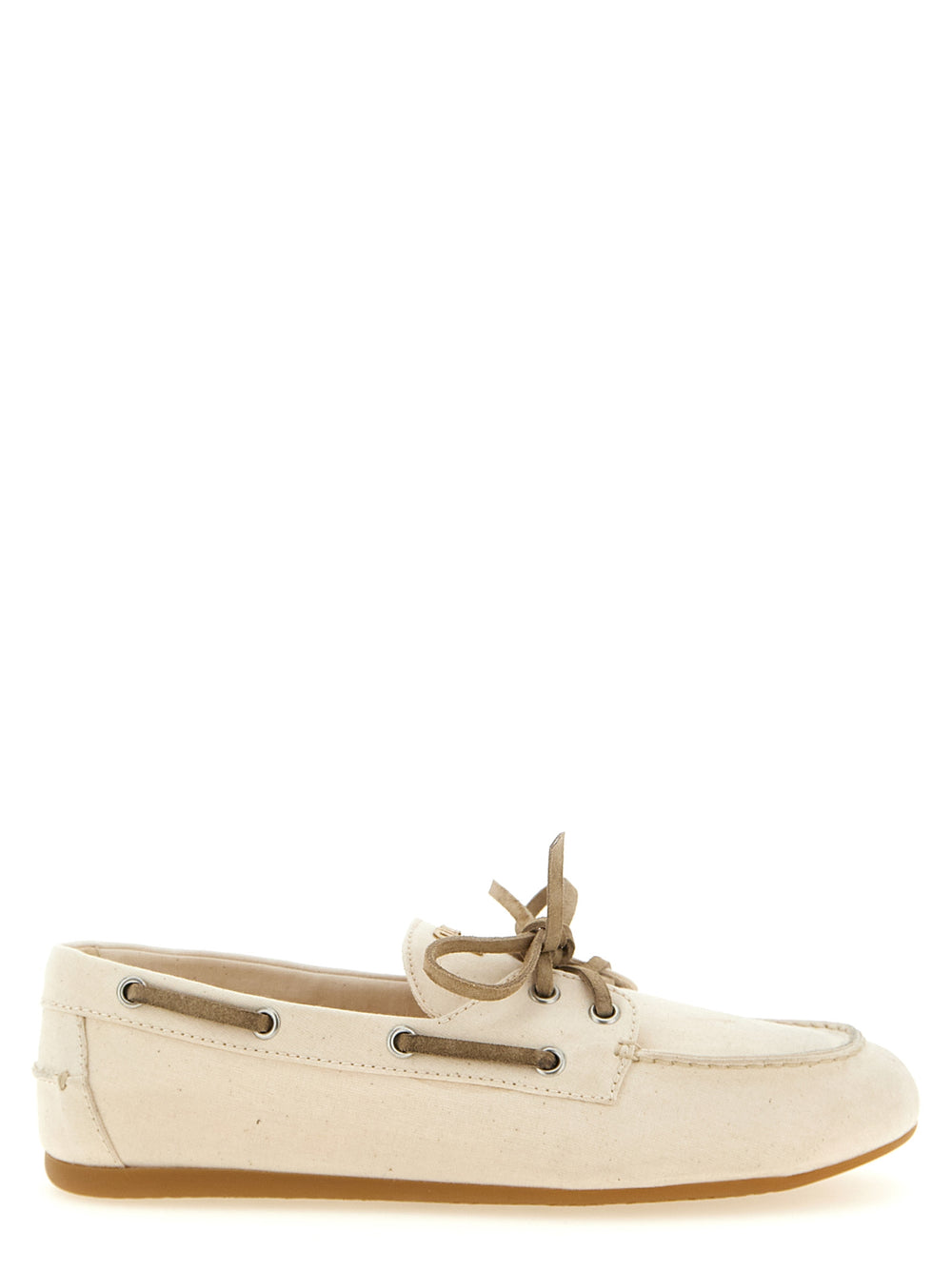 Miu Miu | Beige Cotton Slip-On Loafers