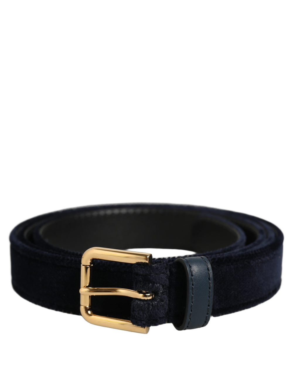 Dolce & Gabbana | Dark Blue Velvet Gold Tone Metal Buckle Belt