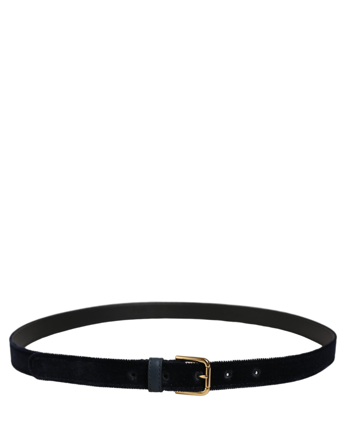 Dolce & Gabbana | Dark Blue Velvet Gold Tone Metal Buckle Belt