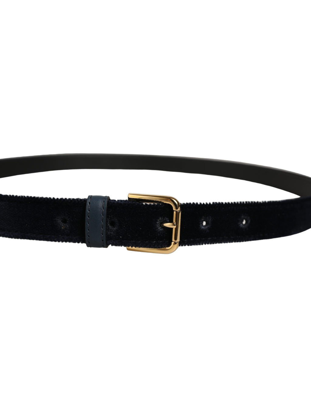 Dolce & Gabbana | Dark Blue Velvet Gold Tone Metal Buckle Belt