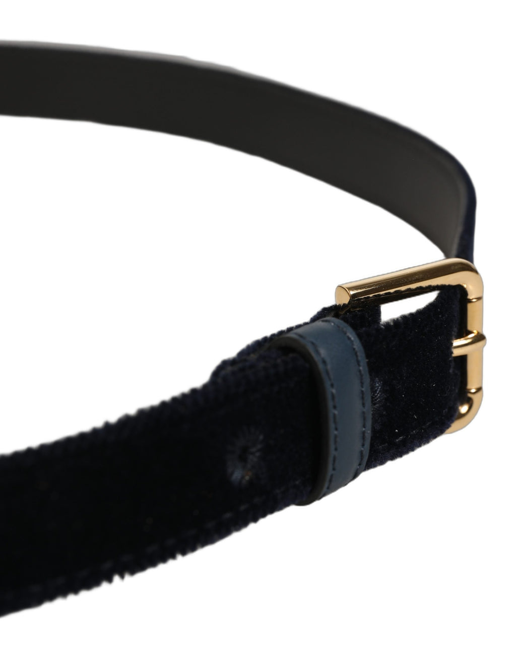 Dolce & Gabbana | Dark Blue Velvet Gold Tone Metal Buckle Belt