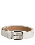 Dolce & Gabbana | White Leather Silver Tone Metal Buckle Belt