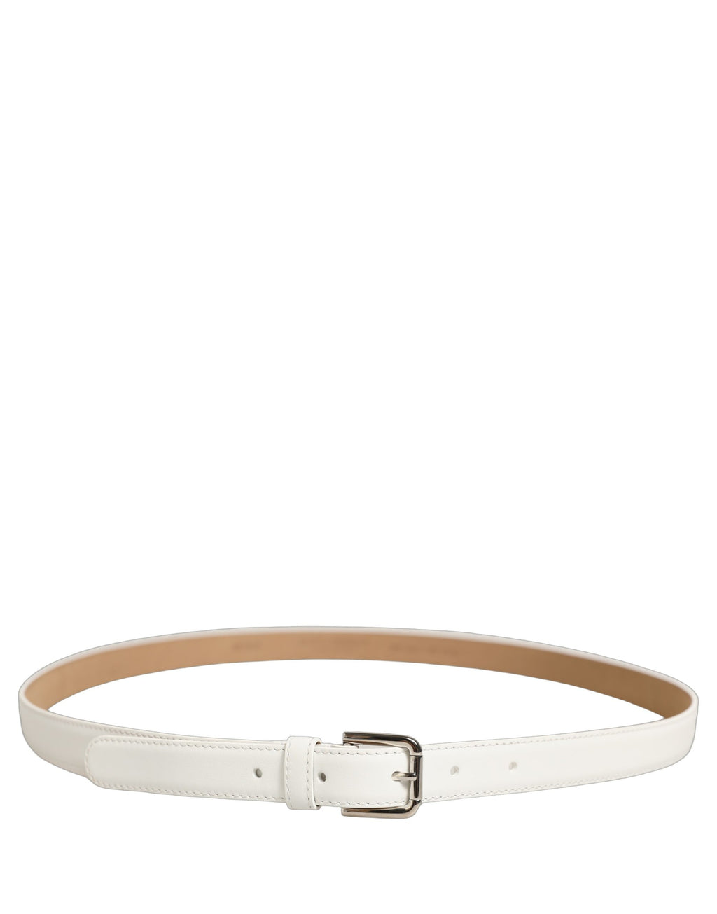 Dolce & Gabbana | White Leather Silver Tone Metal Buckle Belt