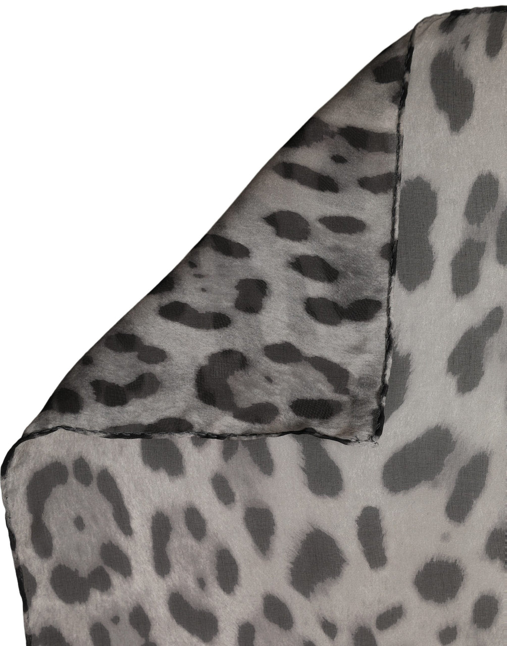 Dolce & Gabbana | Gray Leopard Print Silk Square Foulard Scarf