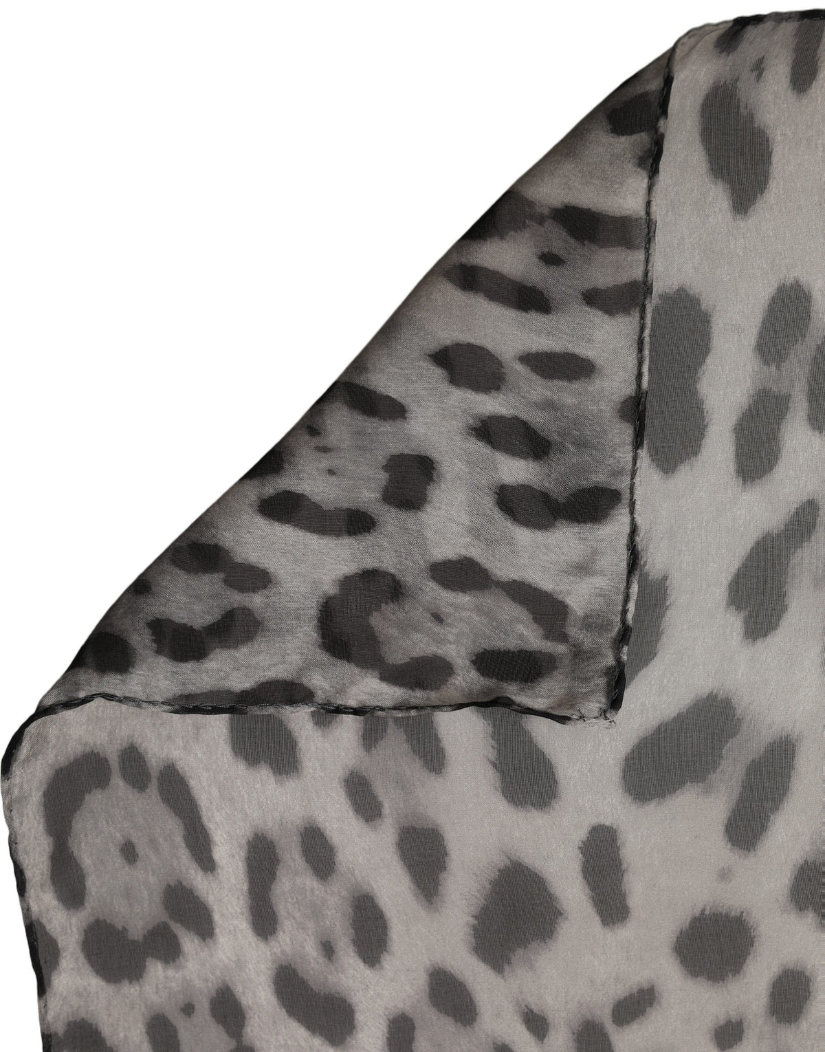 Dolce & Gabbana | Gray Leopard Print Silk Square Foulard Scarf