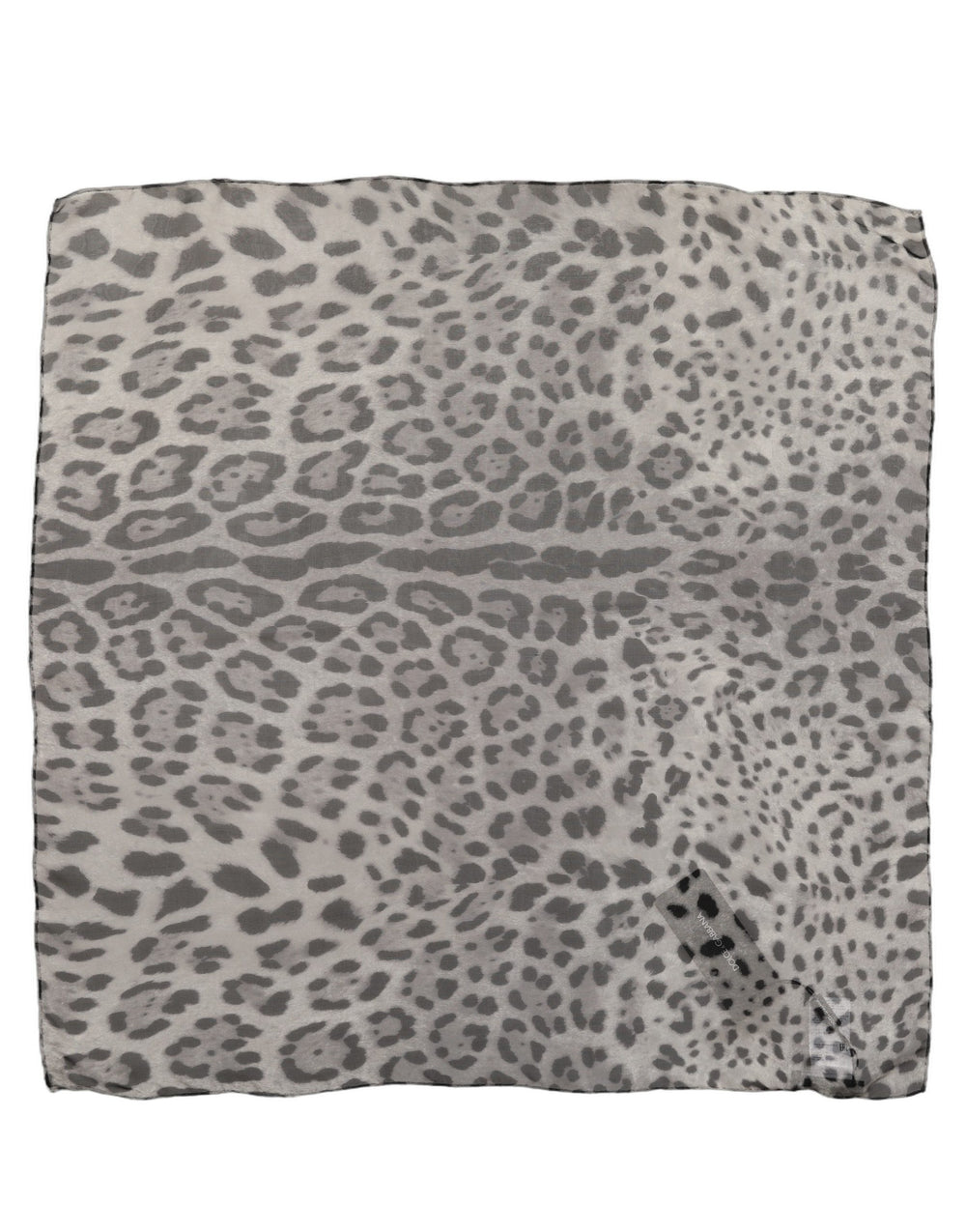 Dolce & Gabbana | Gray Leopard Print Silk Square Foulard Scarf