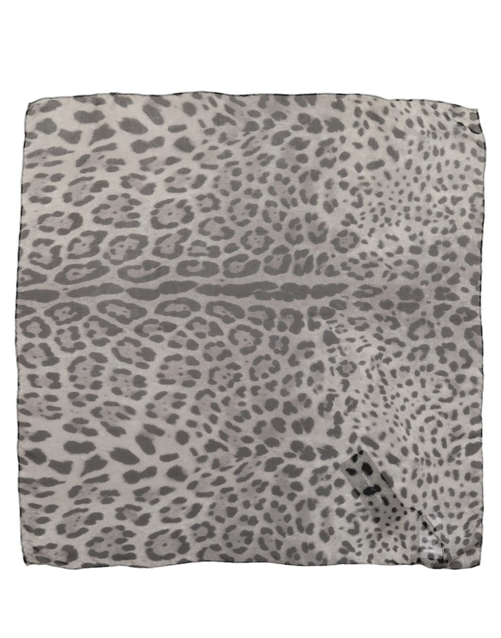 Dolce & Gabbana | Gray Leopard Print Silk Square Foulard Scarf