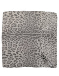 Dolce & Gabbana | Gray Leopard Print Silk Square Foulard Scarf