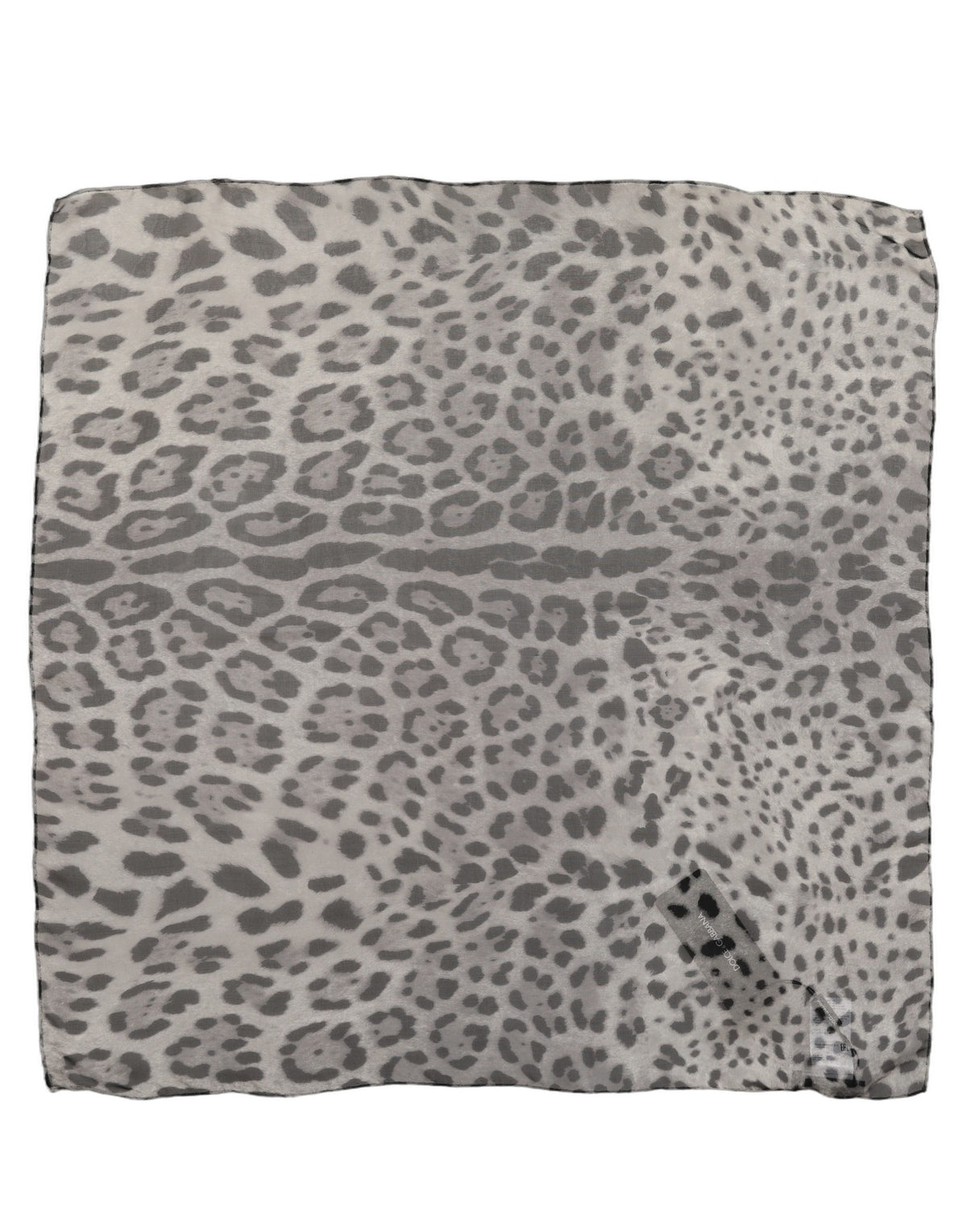 Dolce & Gabbana | Gray Leopard Print Silk Square Foulard Scarf