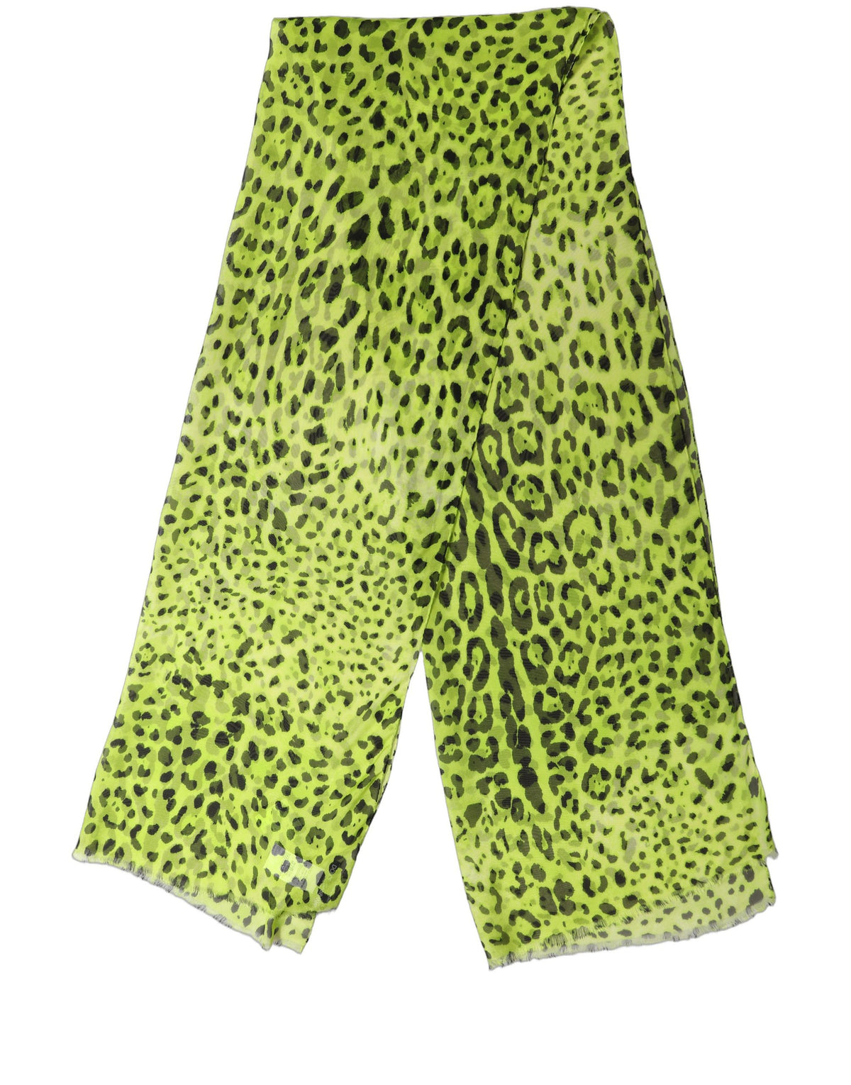 Dolce & Gabbana | Green Leopard Print Silk Shawl Stole Scarf