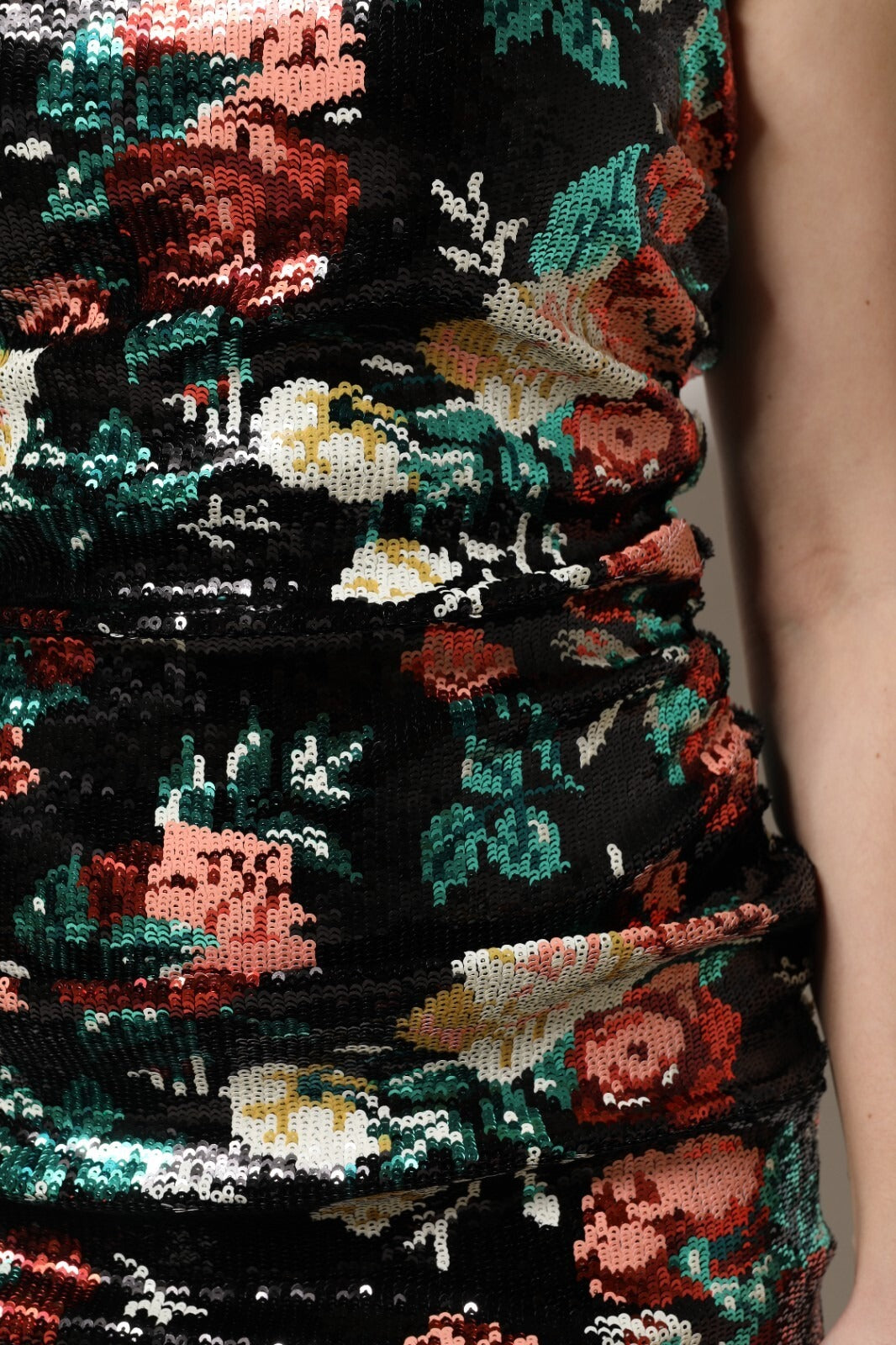Dolce & Gabbana | Black Floral Sequin Sleeveless Sheath Dress