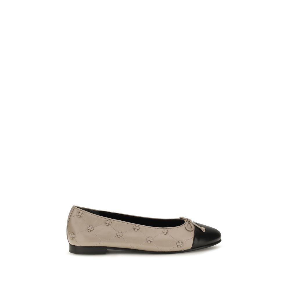 Tory Burch | Beige Calf Leather Bos Taurus Ballet Flats