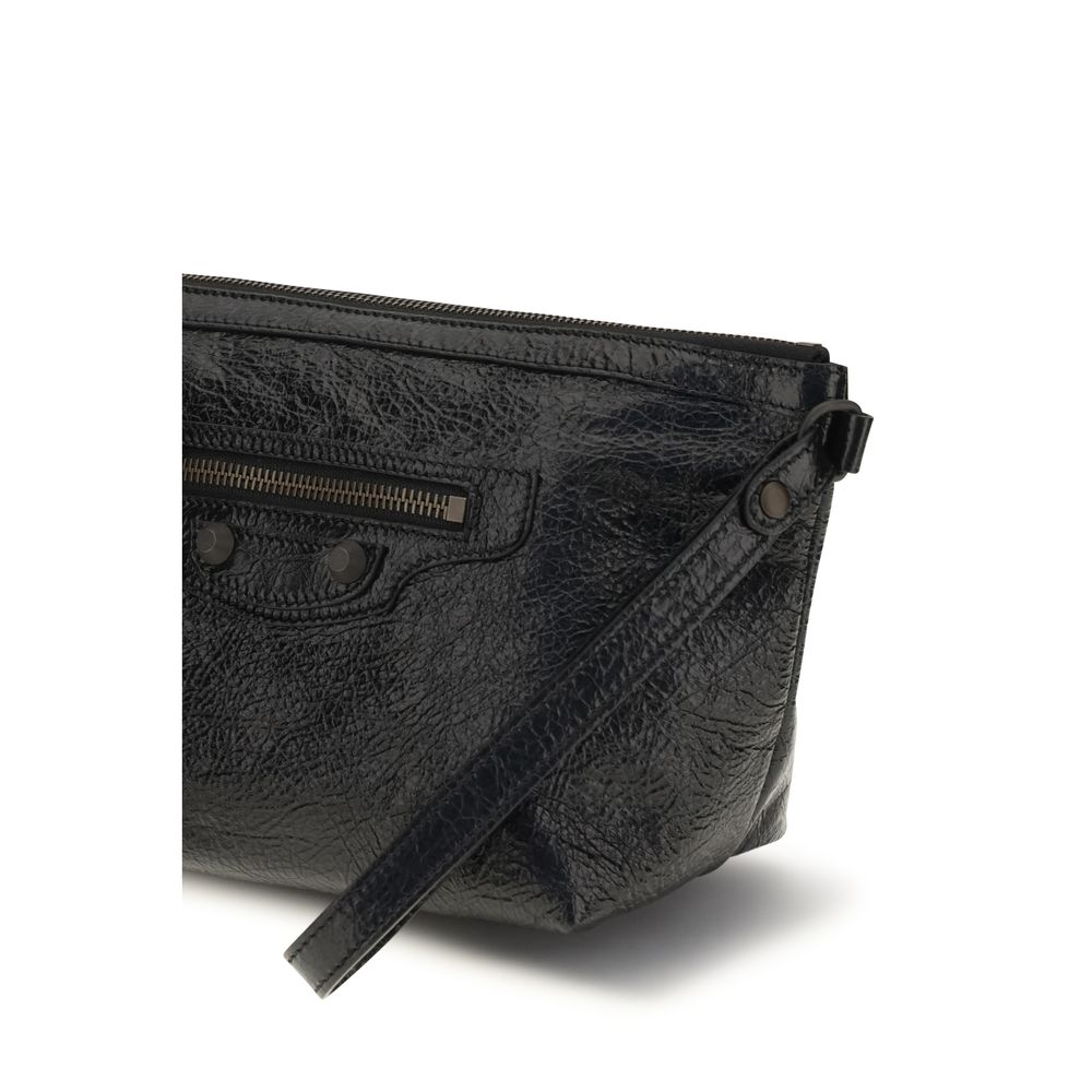 Balenciaga | Black Calf Leather Bos Taurus Clutch Bag