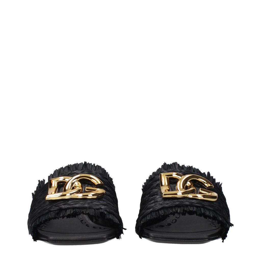 Dolce & Gabbana | Black Raffia Platform Sandals