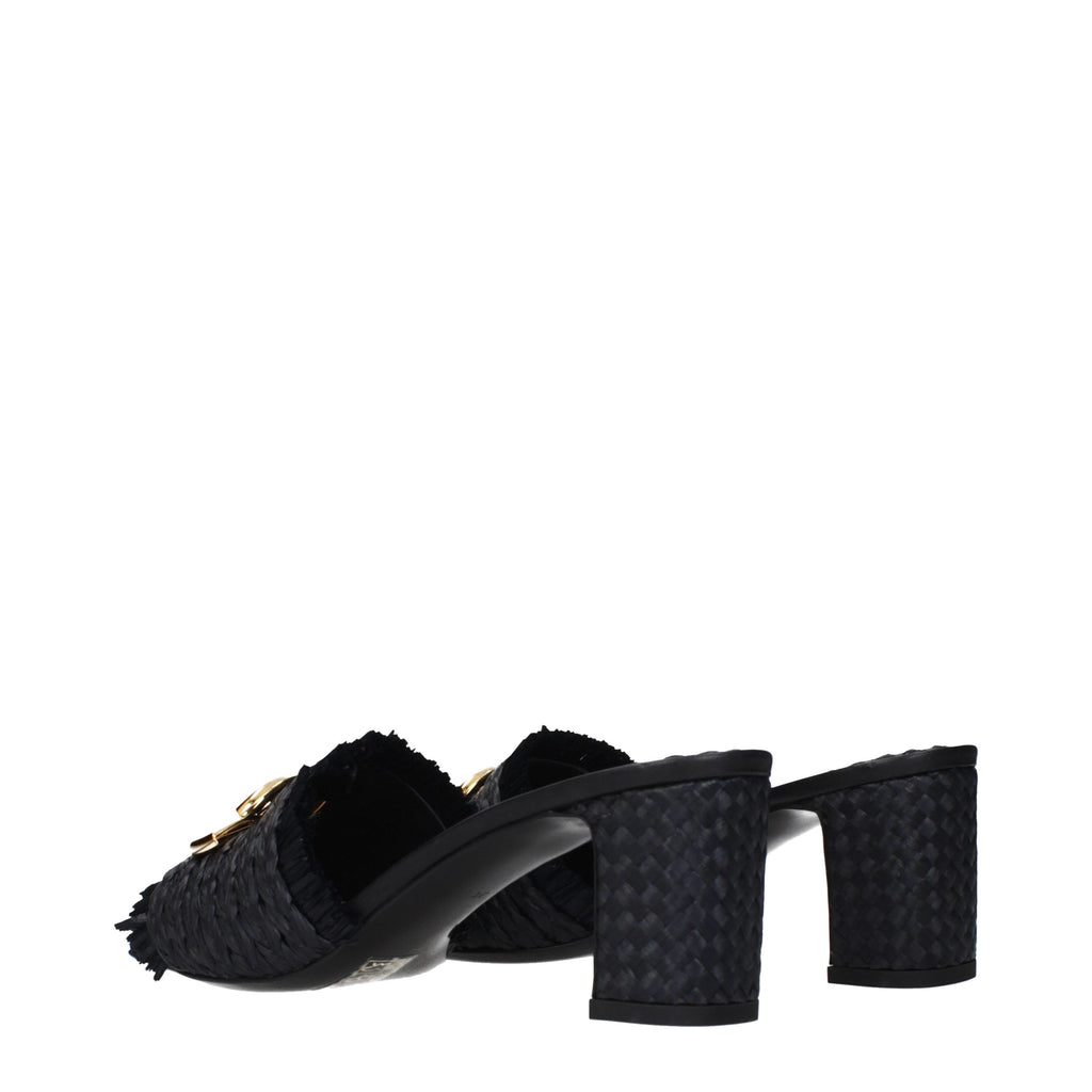 Dolce & Gabbana | Black Raffia Platform Sandals