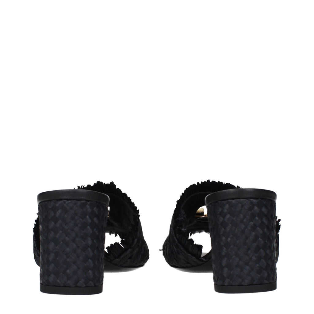 Dolce & Gabbana | Black Raffia Platform Sandals