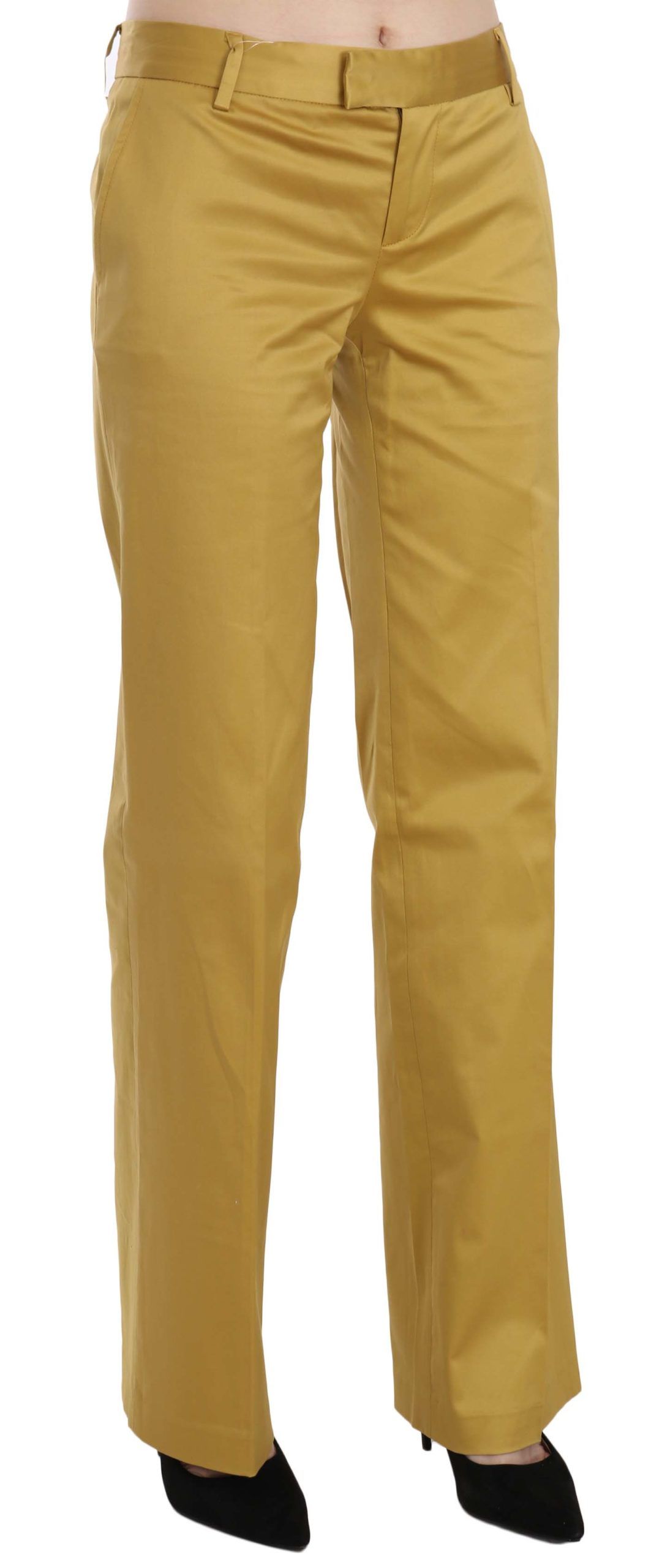 Just Cavalli | Mustard Yellow Straight Formal Trousers Pants