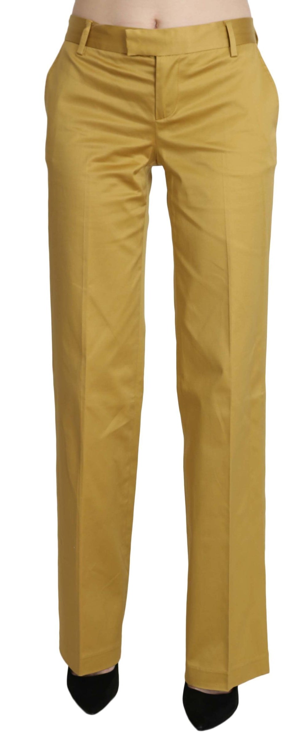 Just Cavalli | Mustard Yellow Straight Formal Trousers Pants