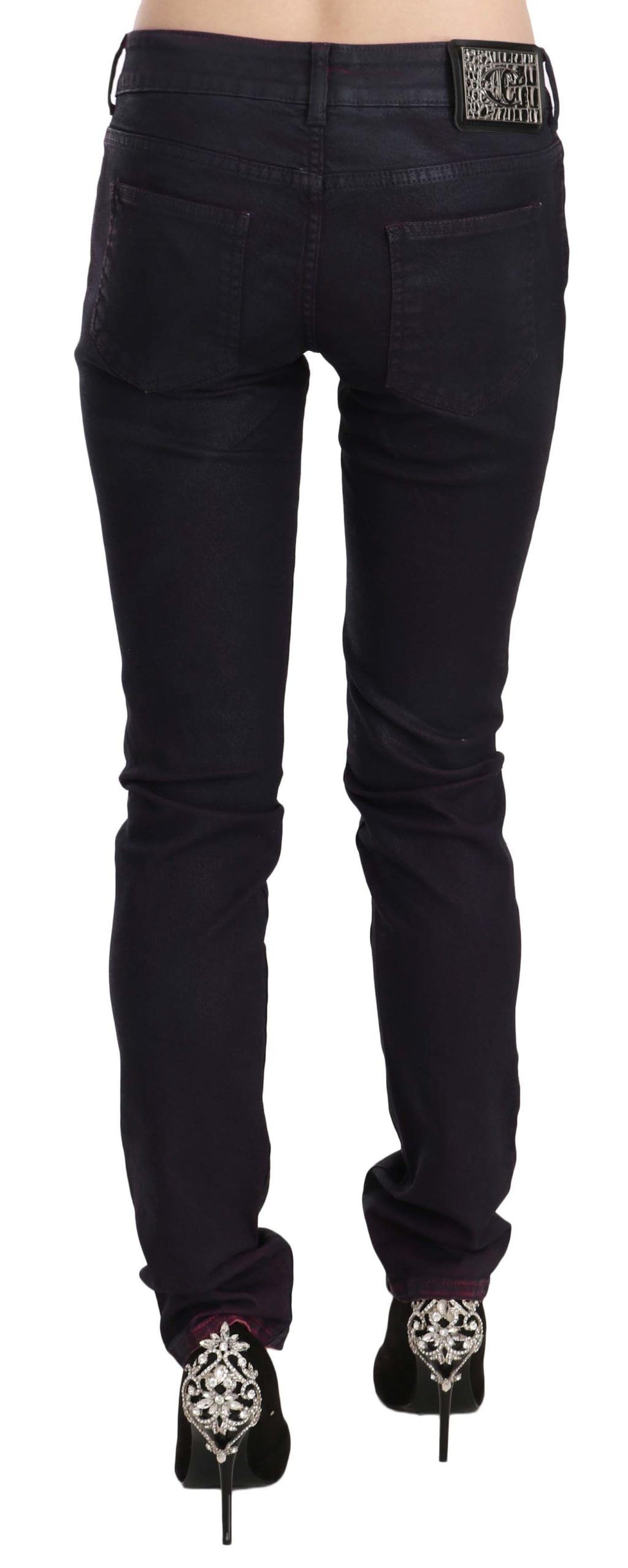 Just Cavalli | Black Cotton Low Waist Skinny Denim Pants