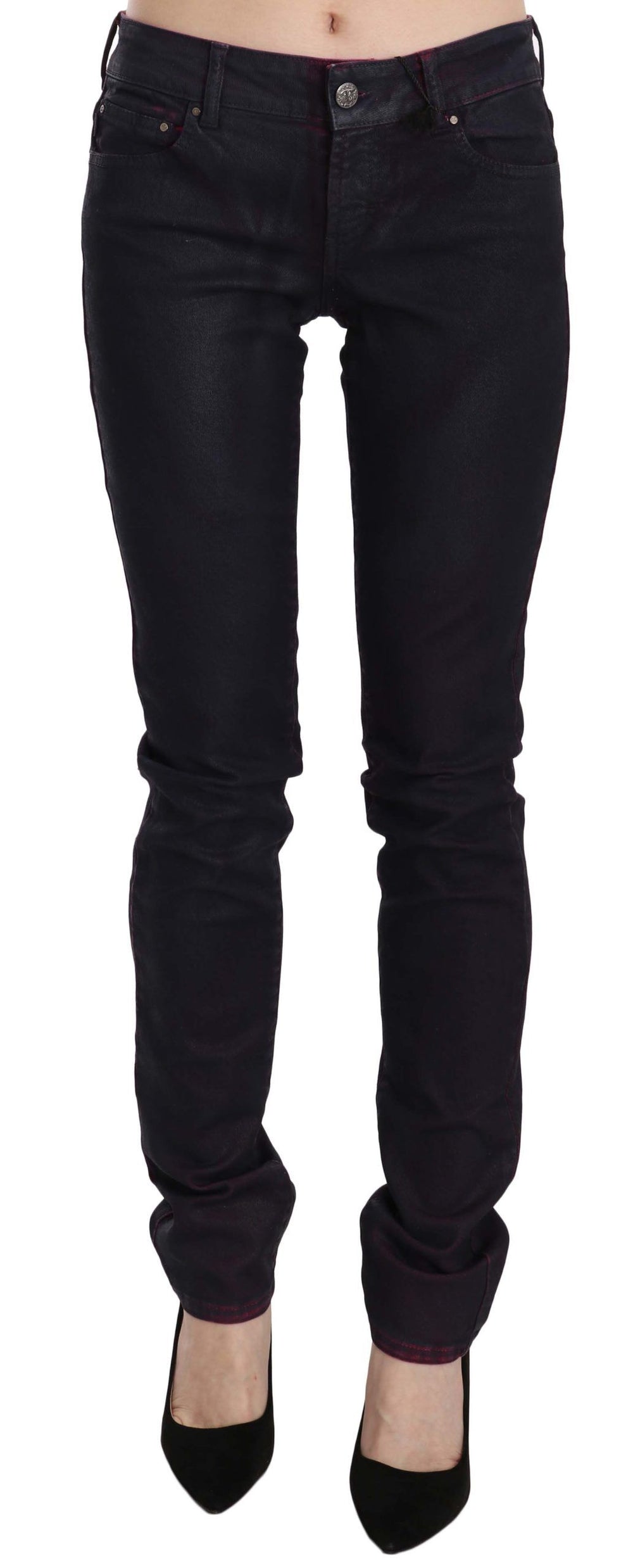 Just Cavalli | Black Cotton Low Waist Skinny Denim Pants