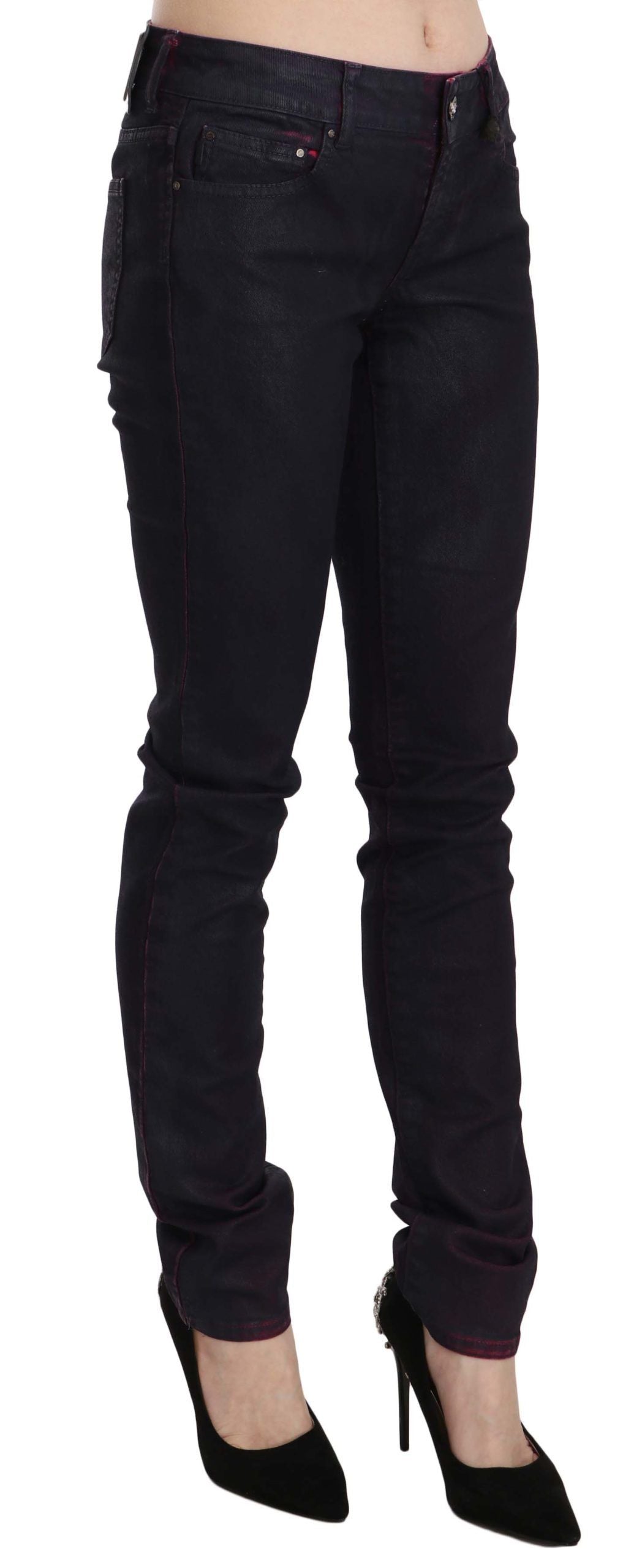 Just Cavalli | Black Cotton Low Waist Skinny Denim Pants