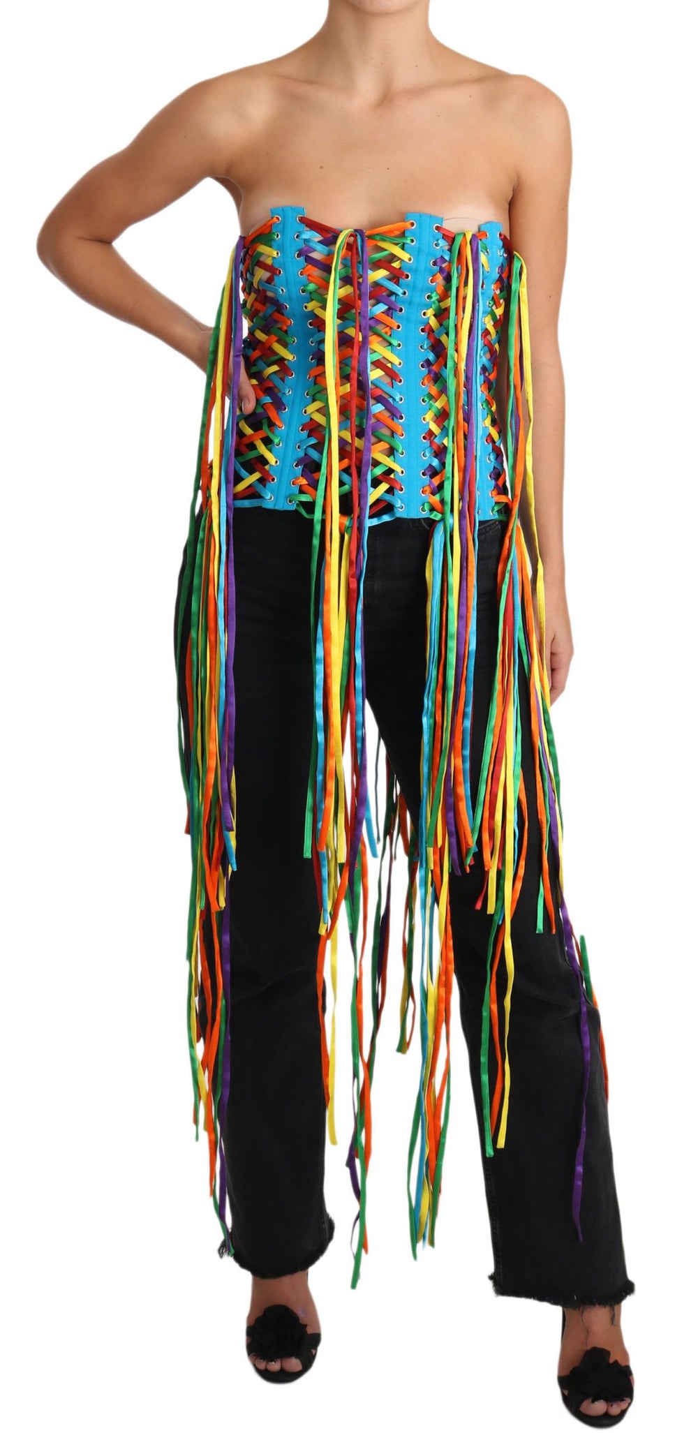 Dolce & Gabbana | Multicolor Strings Bustier Polyester Corset  Top