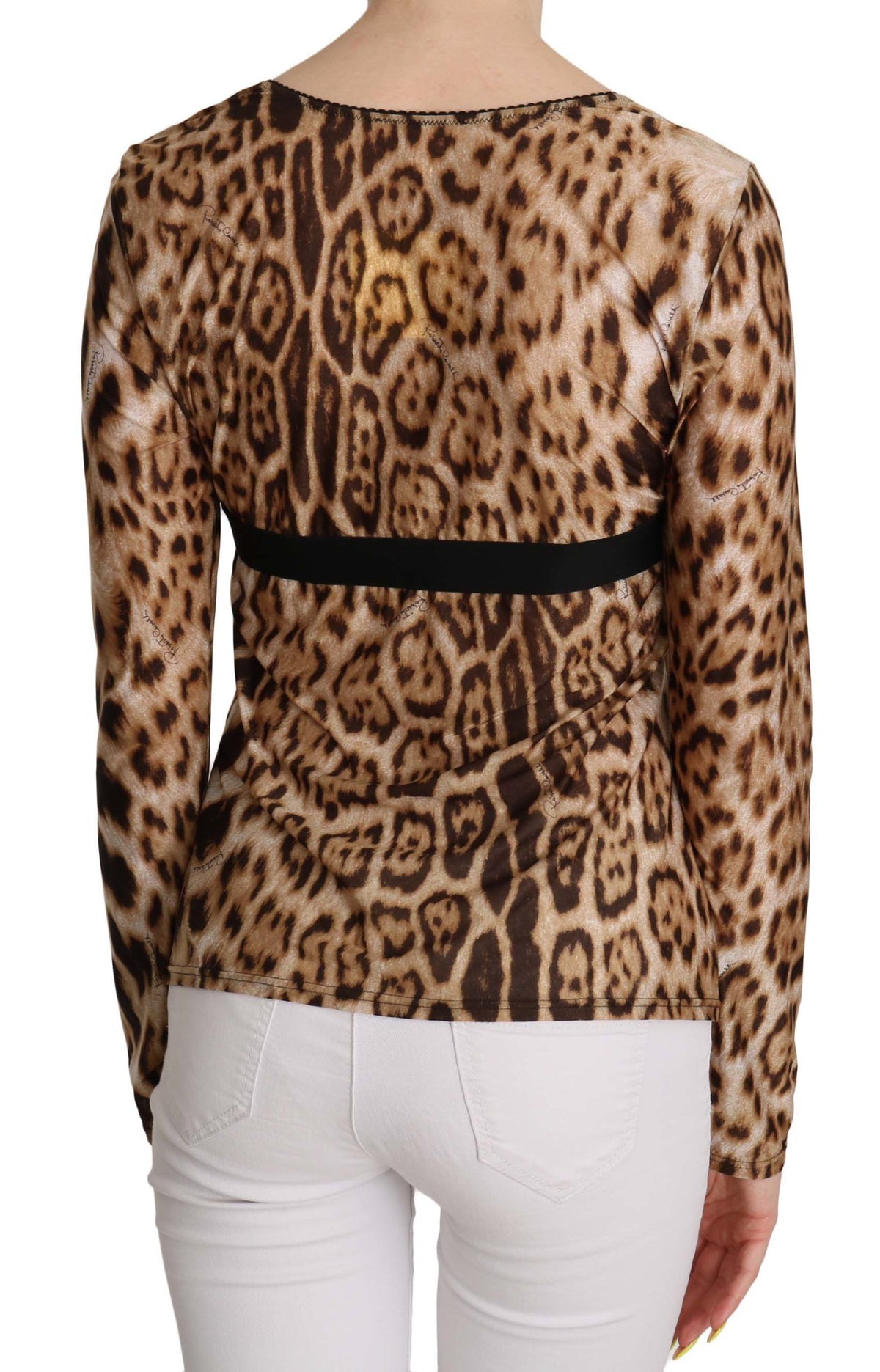 Roberto Cavalli | Brown Round Neck Leopard Women Top Blouse