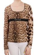 Roberto Cavalli | Brown Round Neck Leopard Women Top Blouse