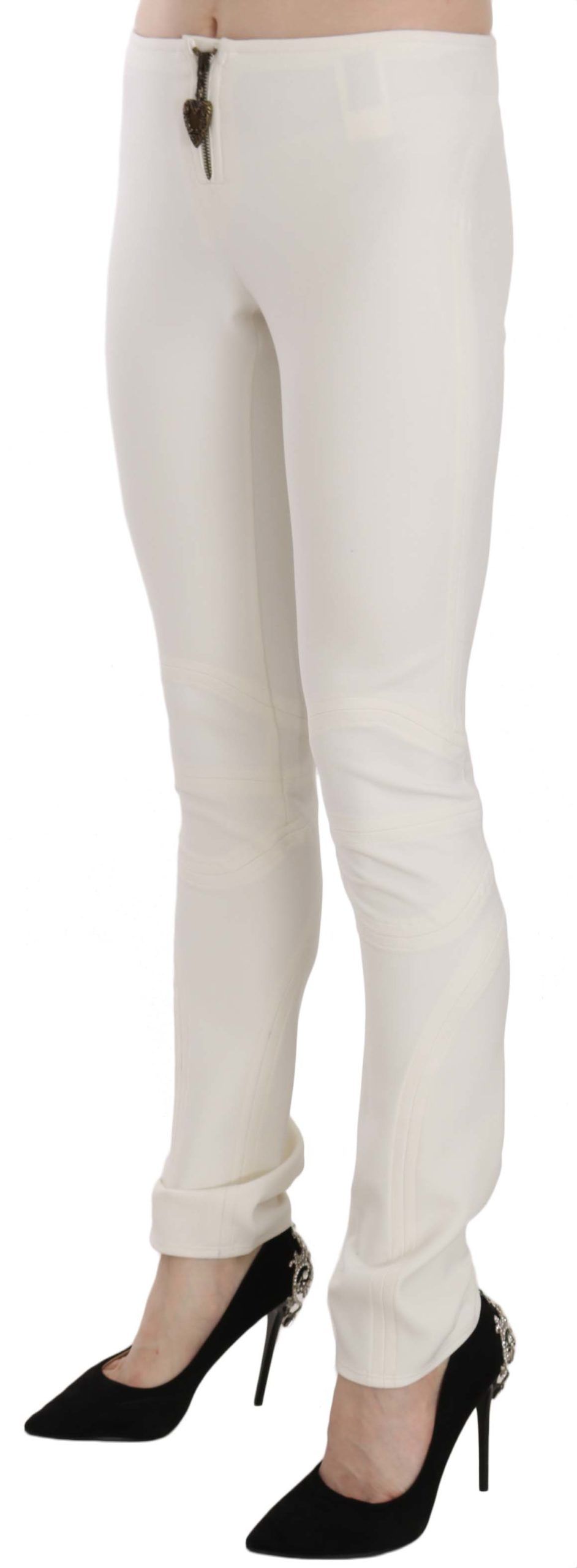 Just Cavalli | White Mid Waist Skinny Dress Trousers Pants