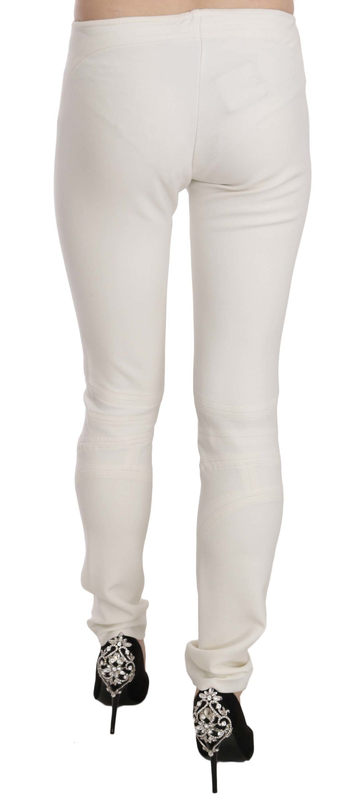 Just Cavalli | White Mid Waist Skinny Dress Trousers Pants