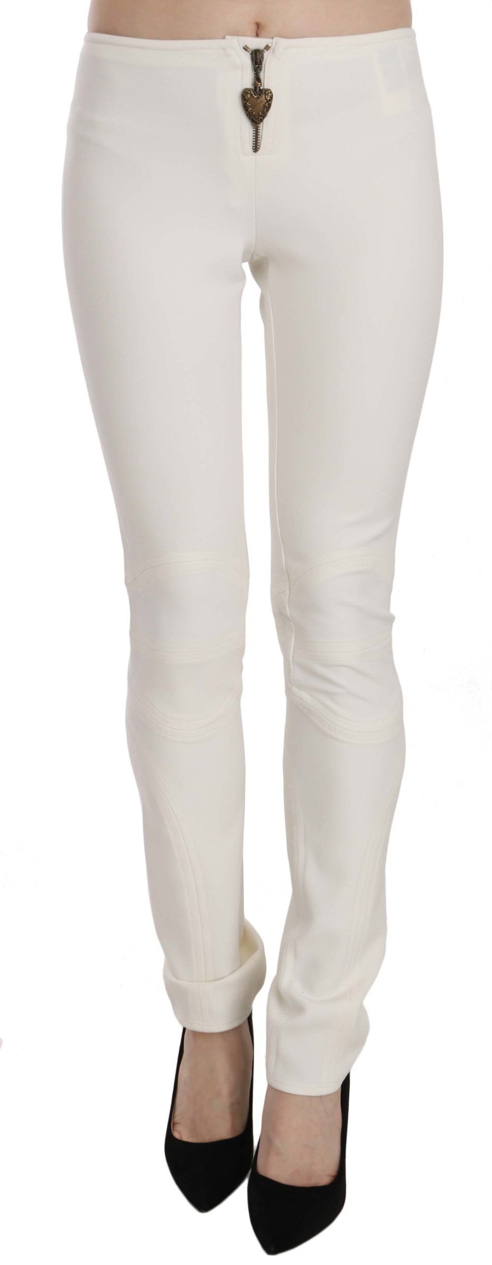Just Cavalli | White Mid Waist Skinny Dress Trousers Pants
