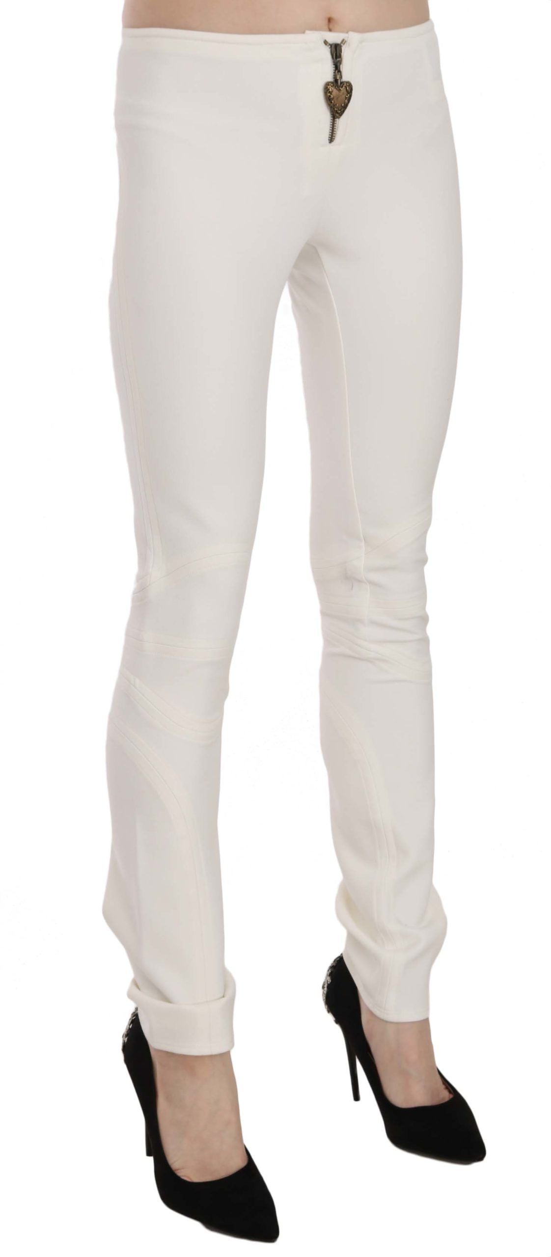 Just Cavalli | White Mid Waist Skinny Dress Trousers Pants