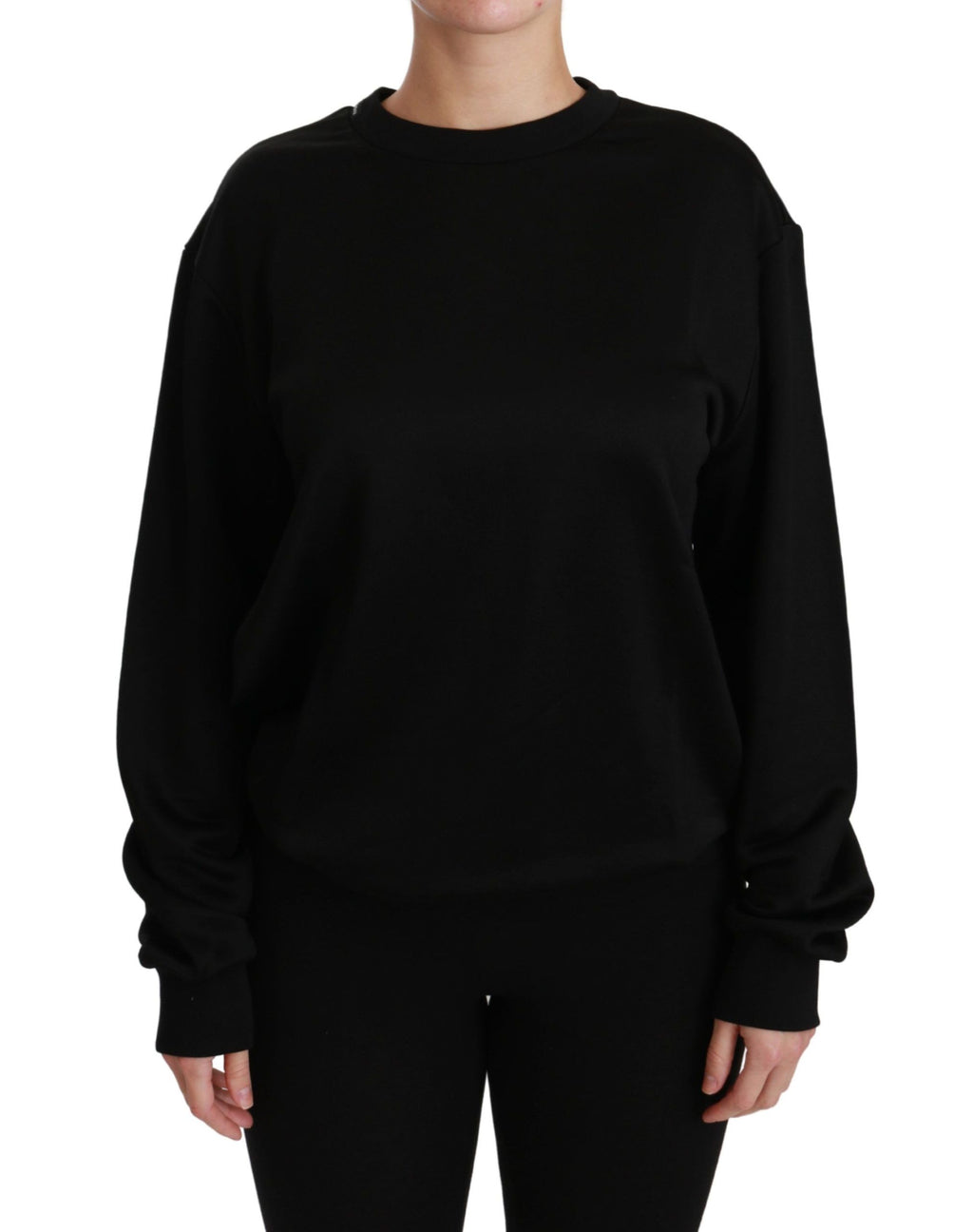 Dolce & Gabbana | Black Cotton Crewneck Pullover Sweater