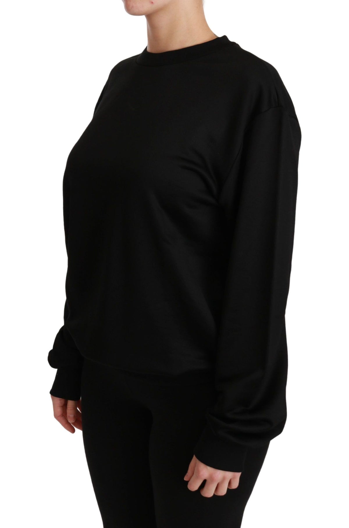 Dolce & Gabbana | Black Cotton Crewneck Pullover Sweater