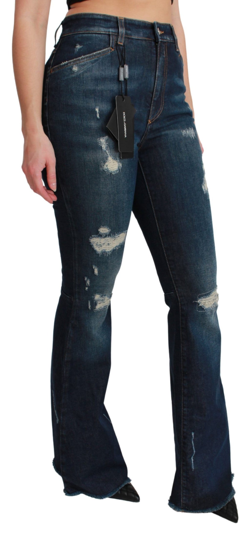 Dolce & Gabbana | Blue Denim Cotton Stretch Flared Jeans