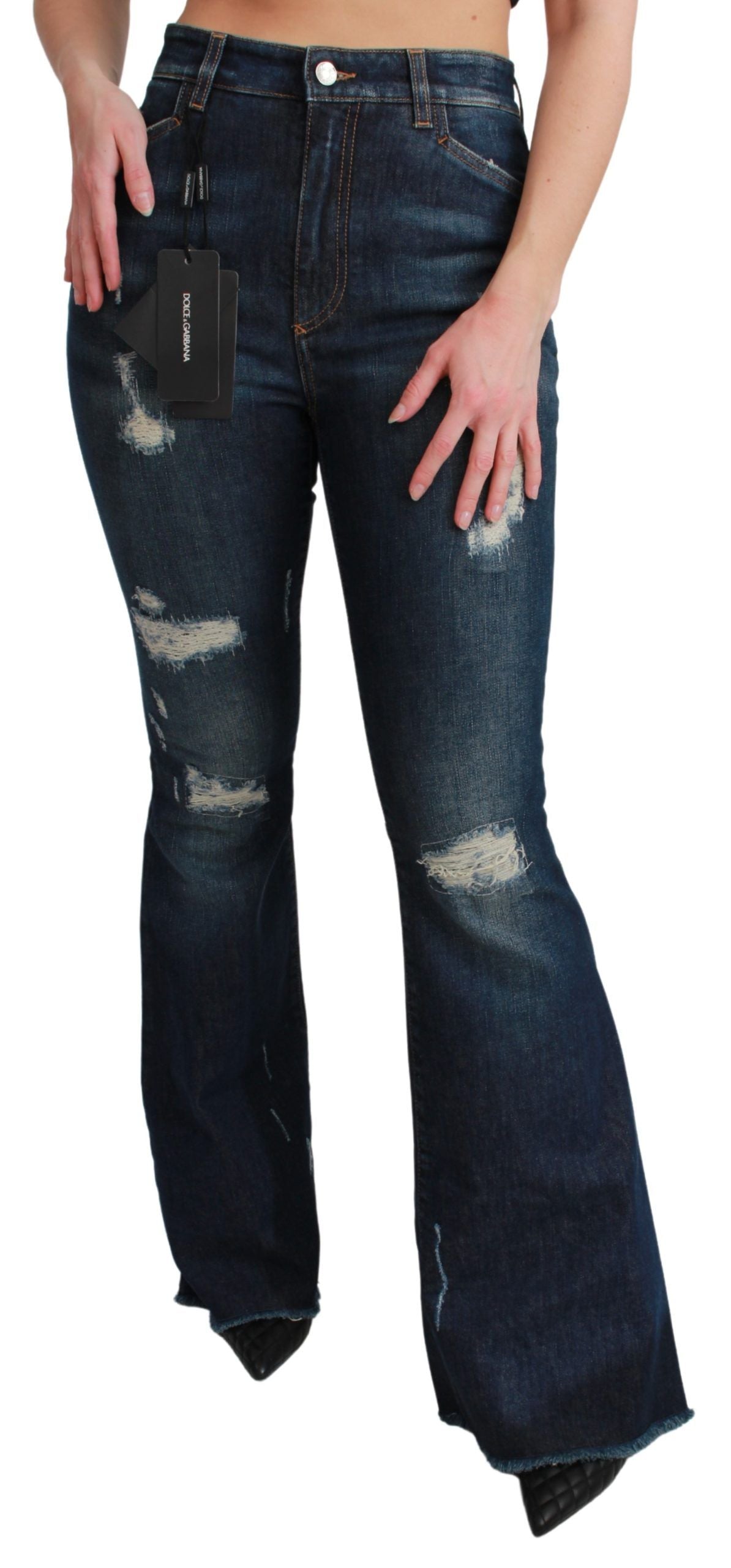 Dolce & Gabbana | Blue Denim Cotton Stretch Flared Jeans