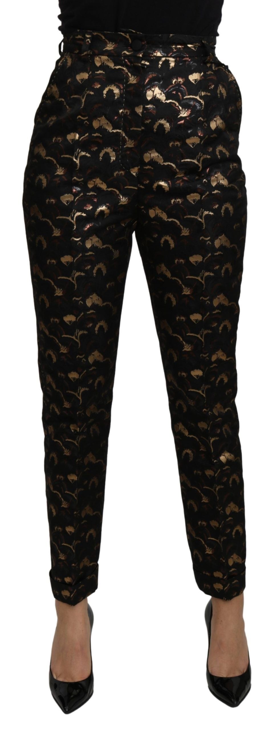 Dolce & Gabbana | Black Gold Brocade High Waist Pants
